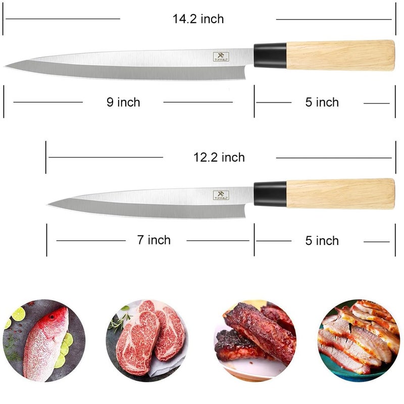 sawkit Sashimi Sushi Knife 7-9 Inch/Fish Perfect Boning Knives/Bread Chef's/For Cutting Sushi/Sashimi Fish Filleting Slicing/Very Sharp Stainless Steel Blade Meat and Peeling Multi-Purpose Kitchen - Image 3